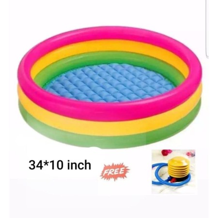 Baby Bath Tub, Baby Swimming Pool with Pumper (34 X10inch) - Multicolor