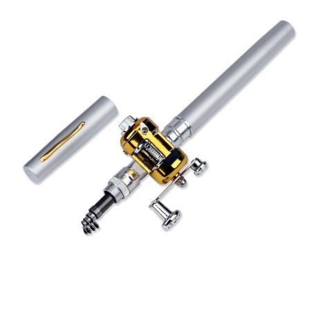 Portable Pocket Telescopic Mini Fishing Pole Pen Shape Folded Fishing Rod With Reel Wheel