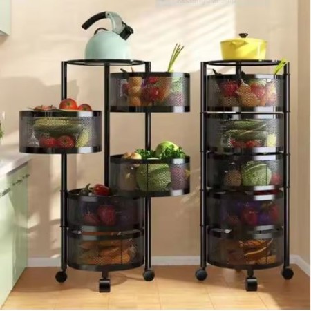 5 Layer (Round) Full Metal Fruit/Vegetable Rack(Black)