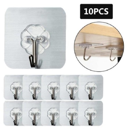10 PesTransparent Wall Cabinet Hook