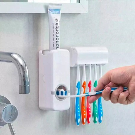 Toothpaste Dispenser Toothbrush Holder