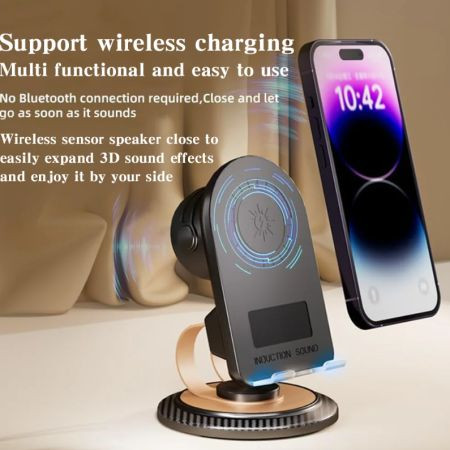 Induction Audio Bluetooth Speaker Five in One Phone Holder