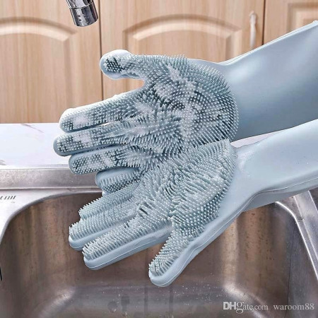 2 Pcs Silicone Scrubber Gloves - G