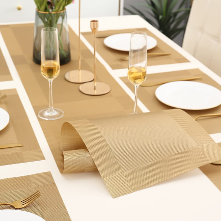 7Pcs Placemats Set with Runner for Dining Table - G