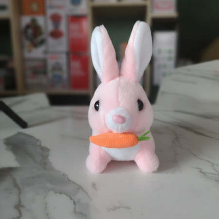 Electric Plush Rabbit Toy With Carrot ( Pink)