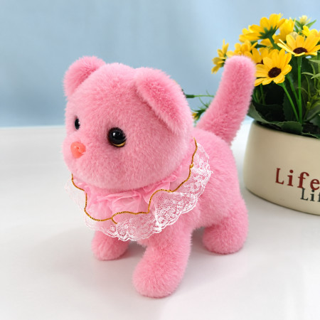 1 (Pes) Cute Walking Play Pet Cat Toy Pink (২ পিস ব্যাটারি সহ )